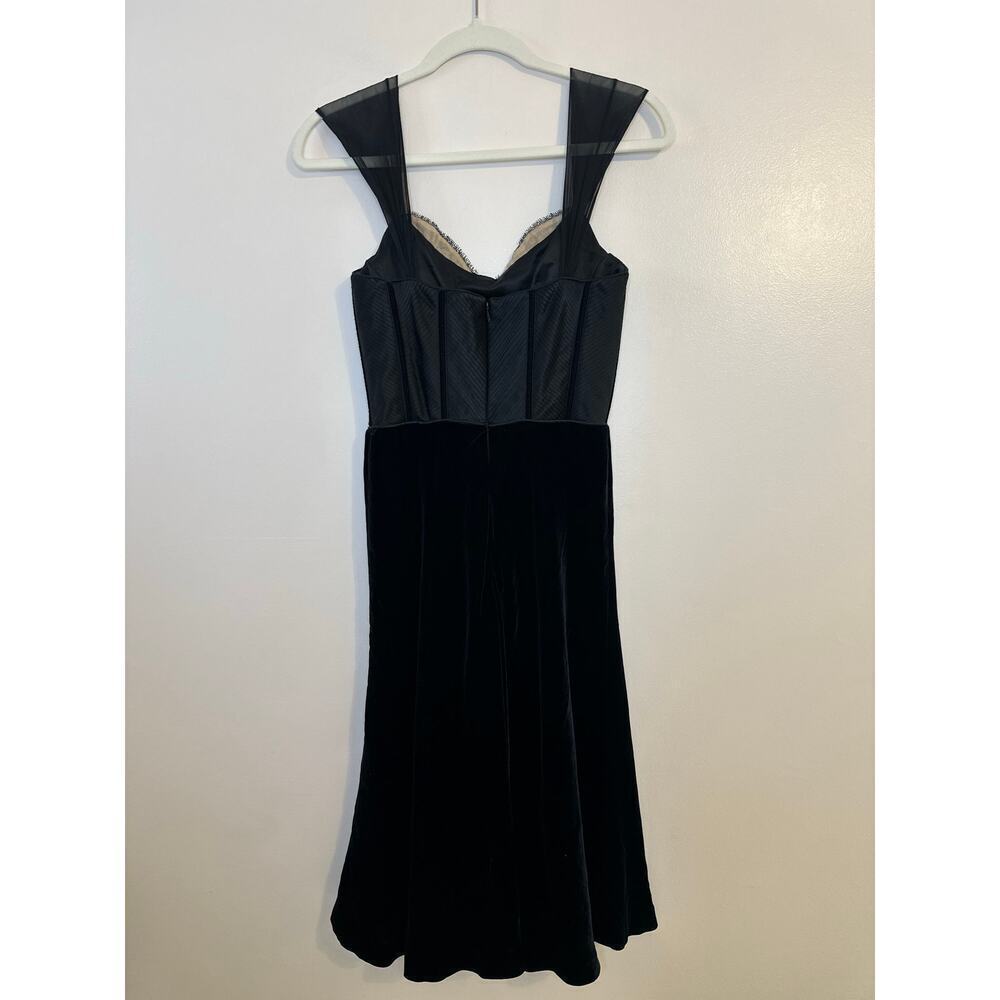 Vintage Y2K Badgley Mischka Black Velvet Corset Whimsigoth Beaded Dress Size 4